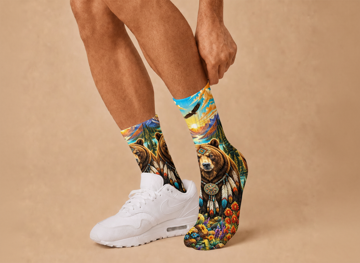 Southwestern Bear Sunrise socks