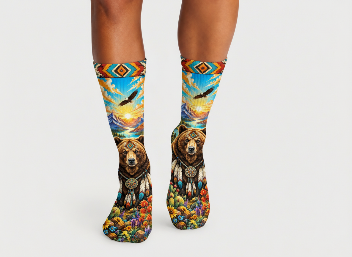 Southwestern Bear Sunrise socks