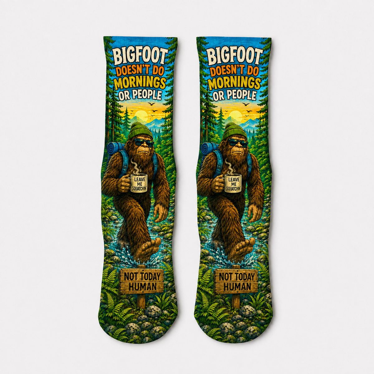 Bigfoot No Mornings socks