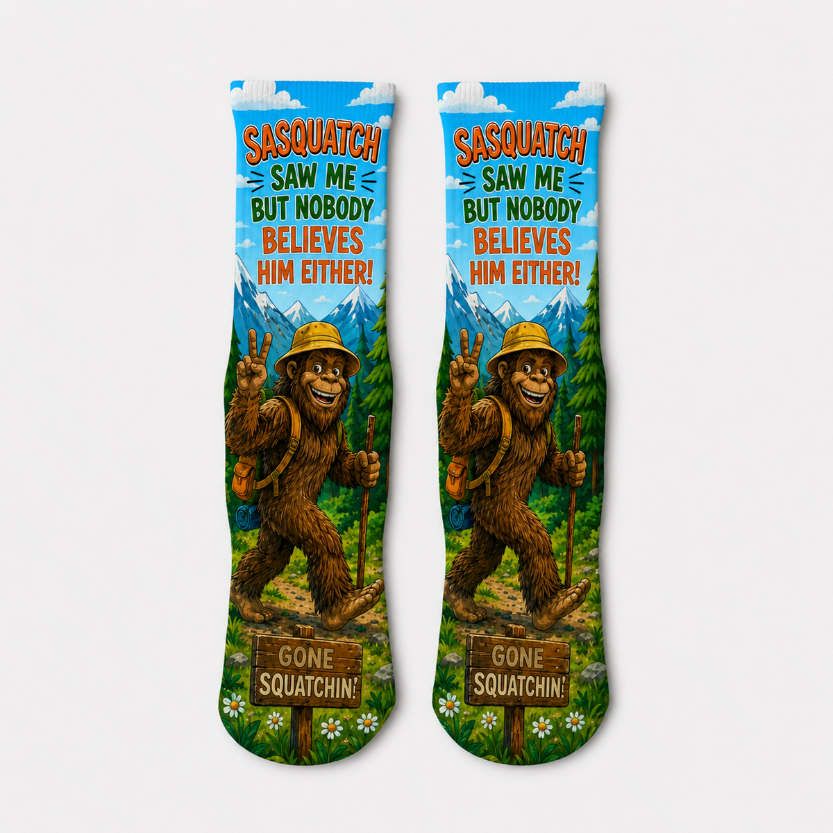 Bigfoot Saw Me socks