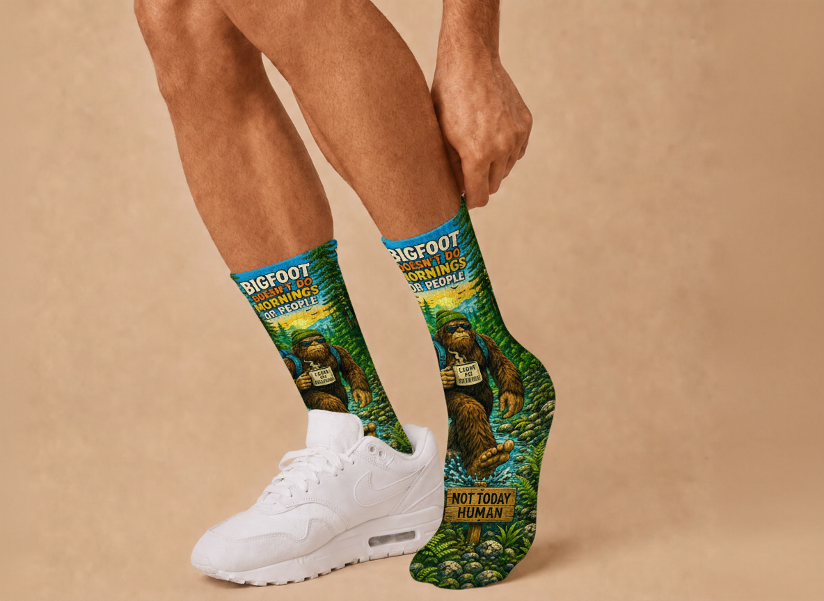 Bigfoot No Mornings socks