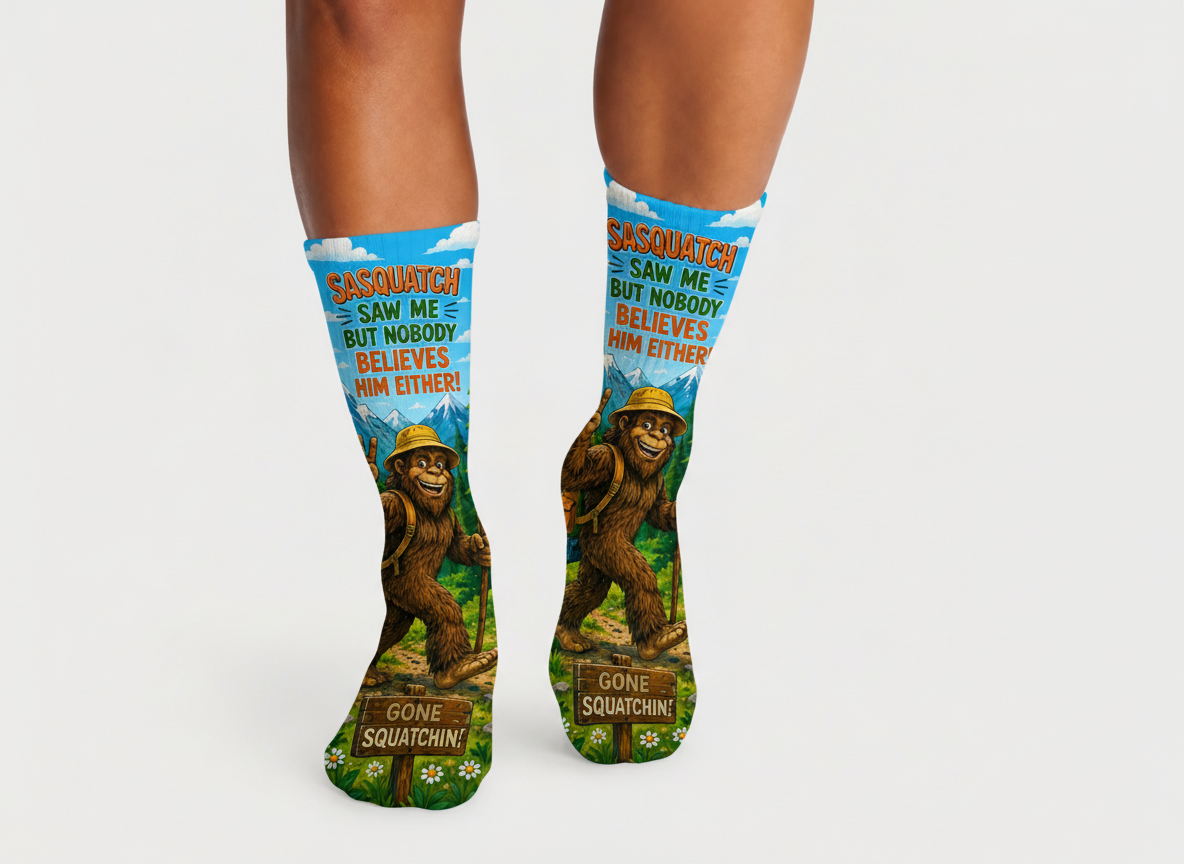 Bigfoot Saw Me socks
