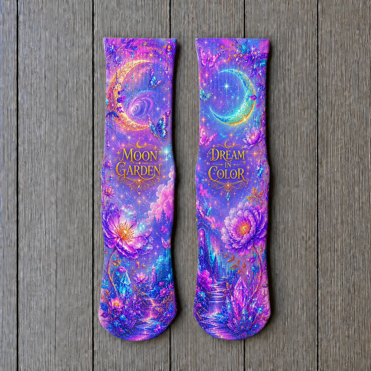 Celestial Moon Garden socks