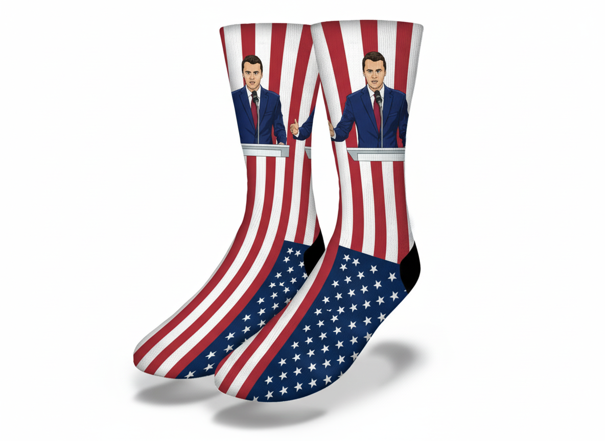Charlie Kirk 3 speech socks