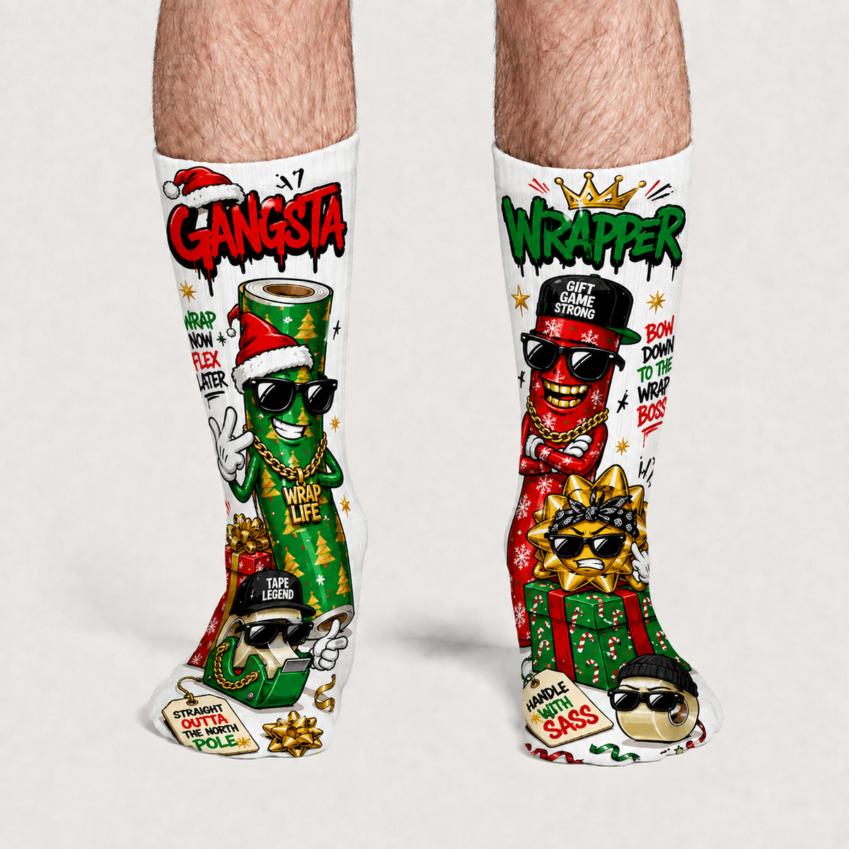 Christmas Gangsta Wrapper socks