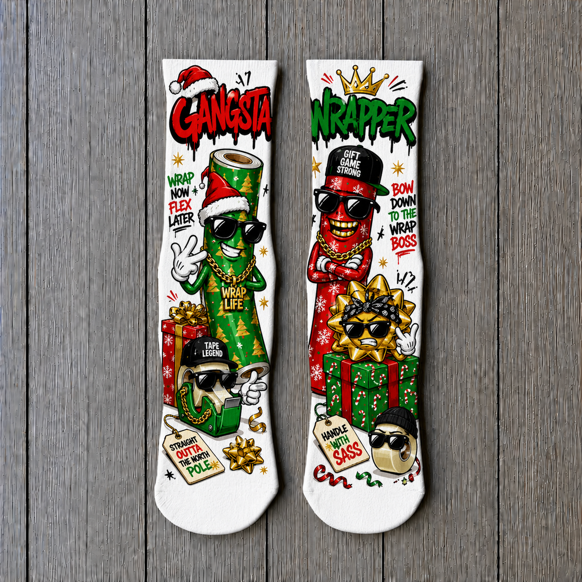Christmas Gangsta Wrapper socks
