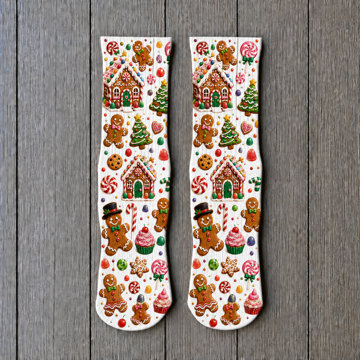 Christmas Gingerbread Family socks