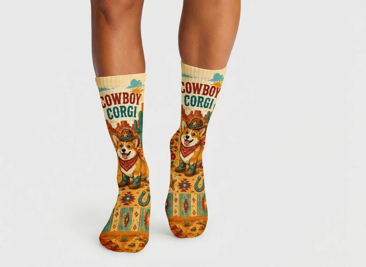 Pets Cowboy Corgi socks