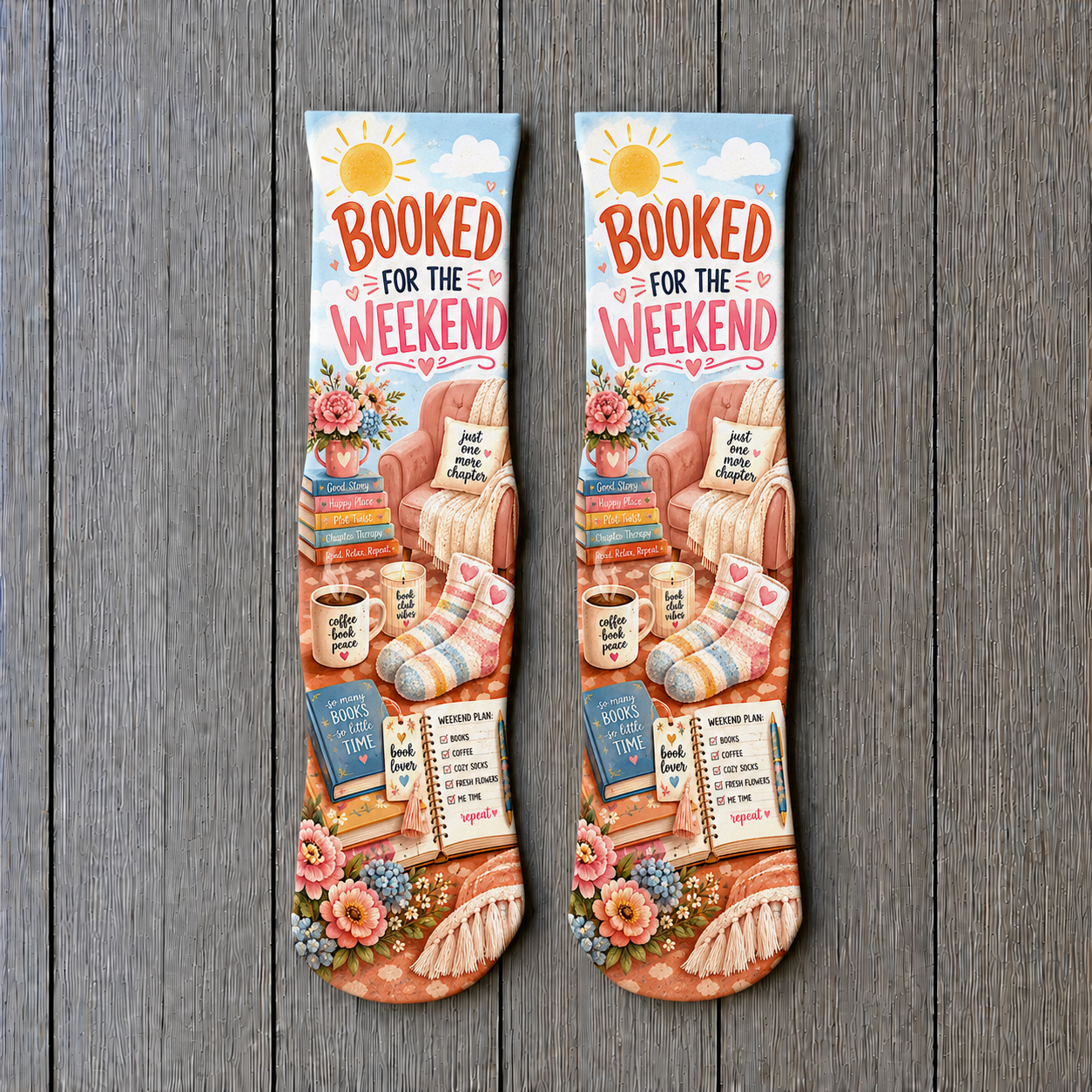 Cozy Book Booked For the Weekend socks