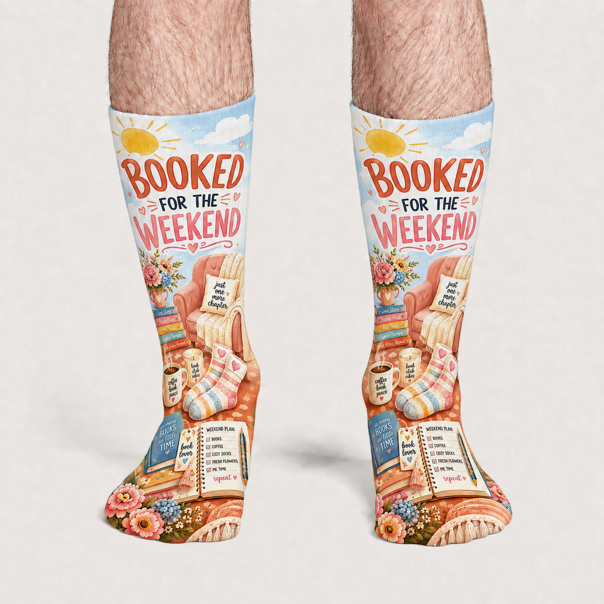 Cozy Book Booked For the Weekend socks