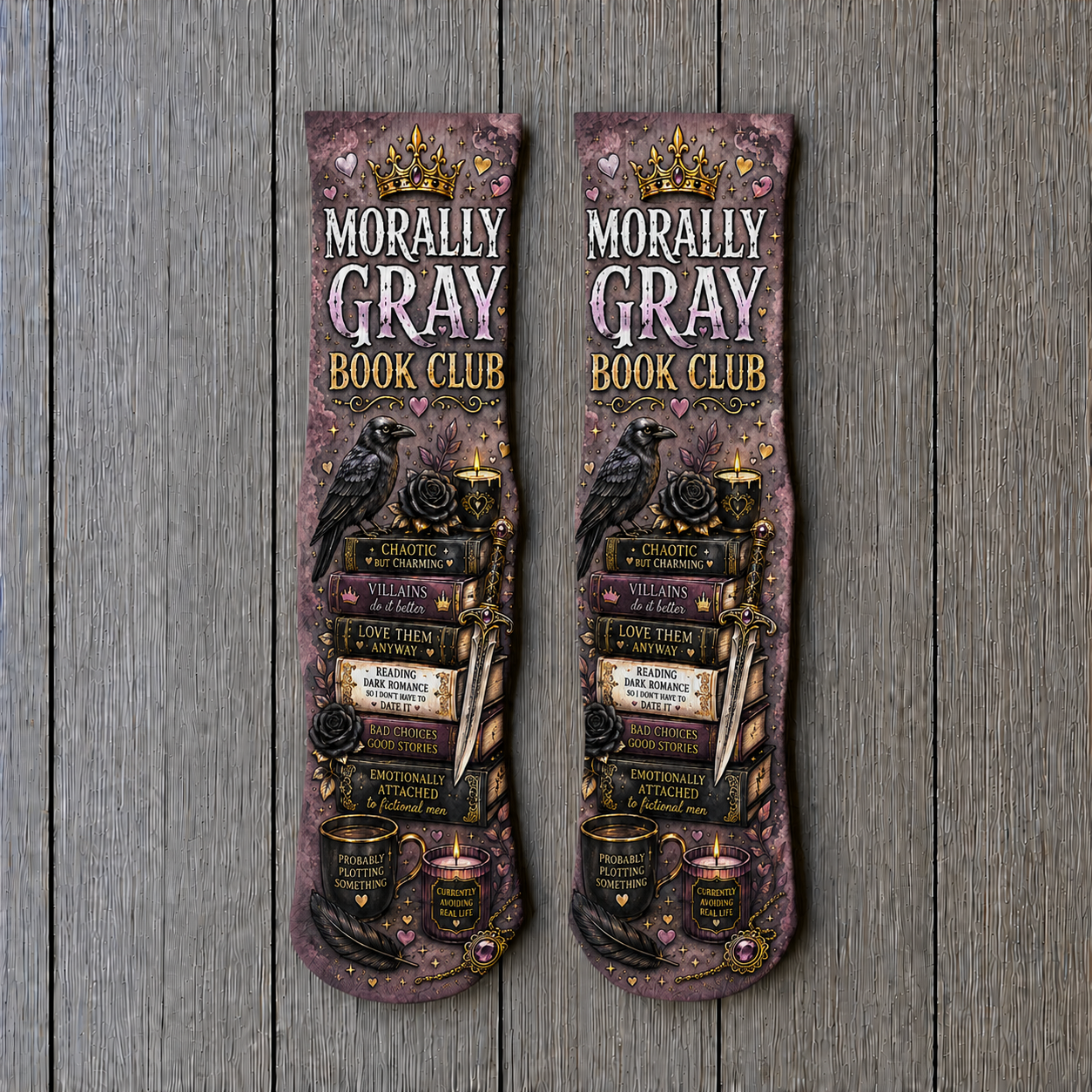 Cozy Book Morally Gray Club socks