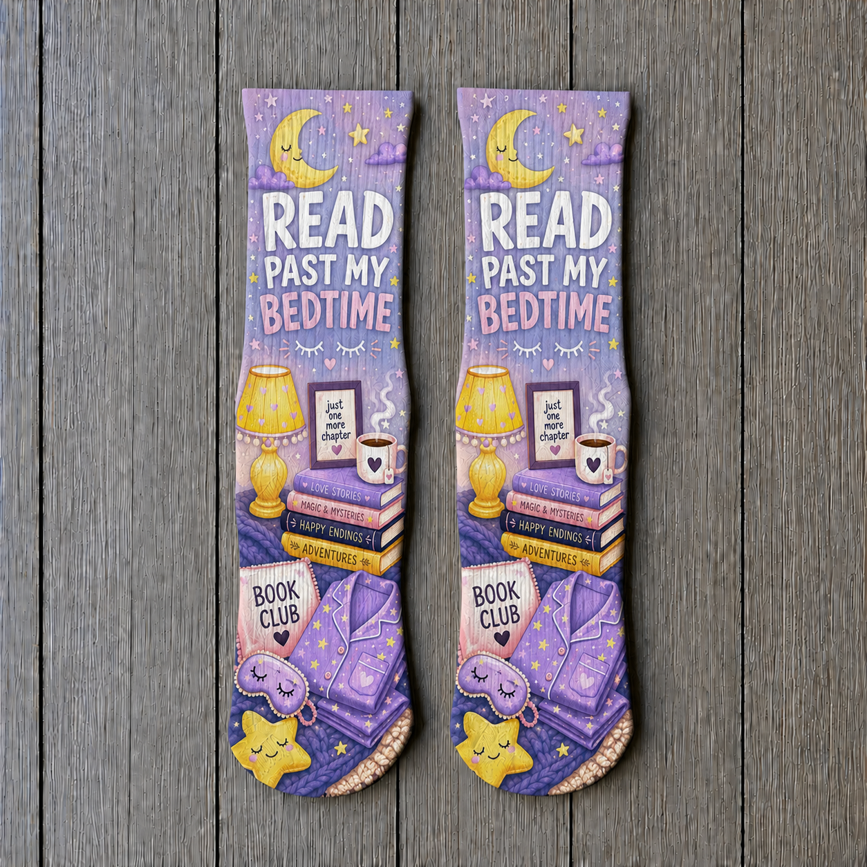 Cozy Book Read Past My Bedtime socks