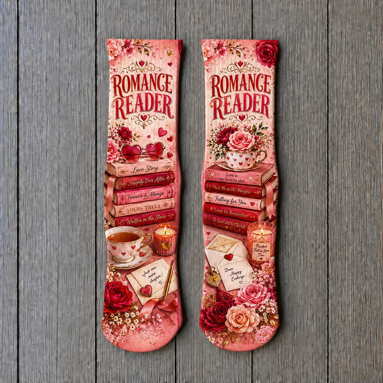 Cozy Book Romance Reader socks