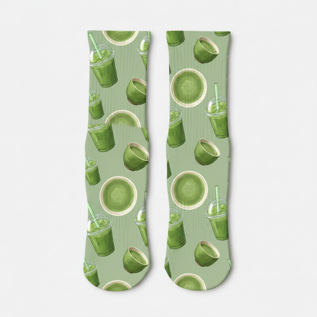 Cozy Matcha Smoothie cups socks
