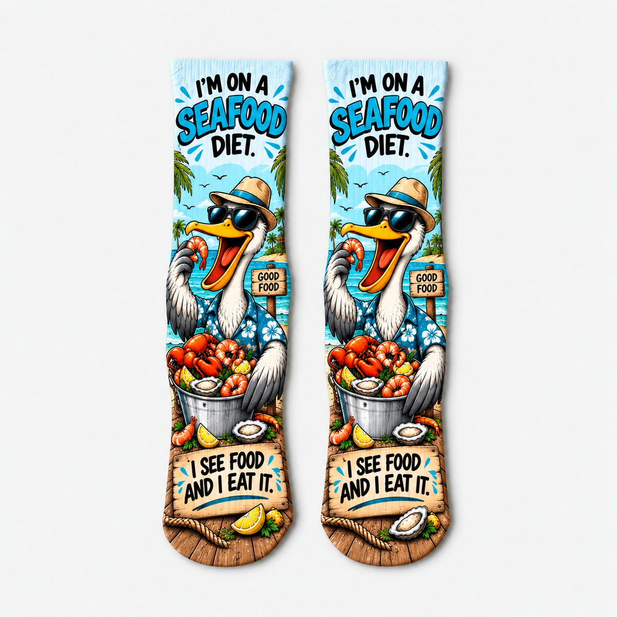 Dad Jokes Seafood Diet socks
