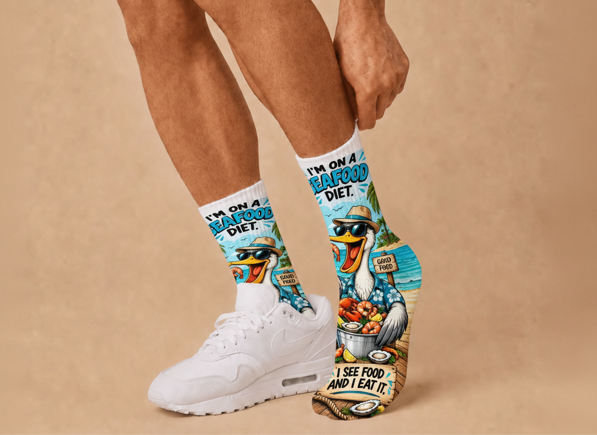 Dad Jokes Seafood Diet socks