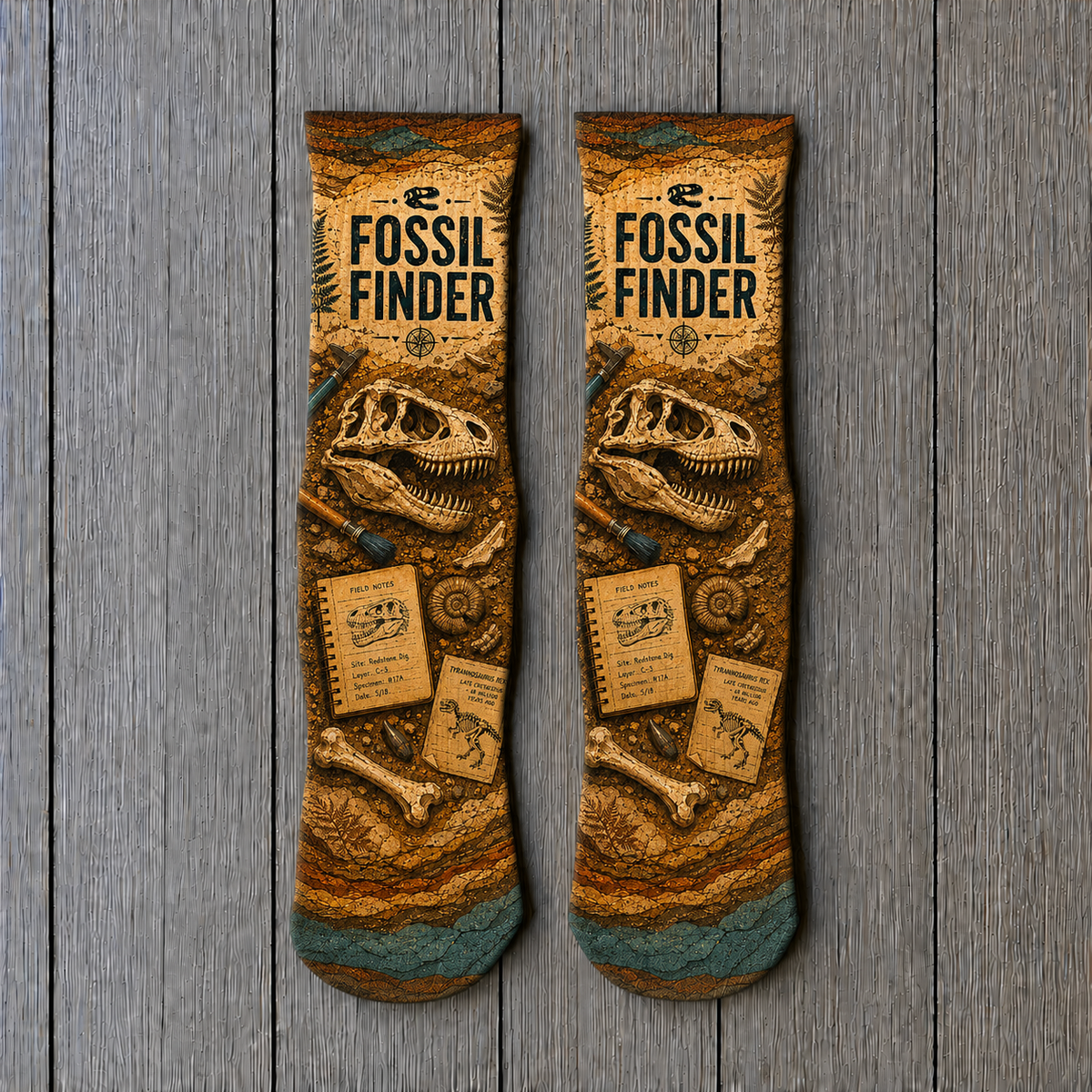 Dino Fossil Finder Socks