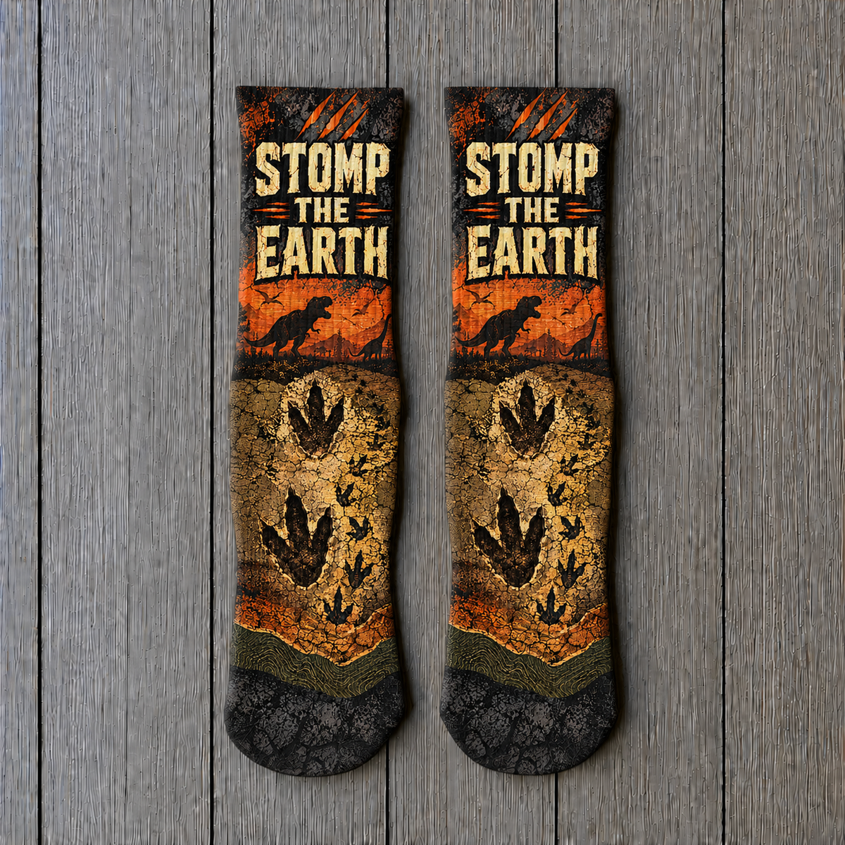 Dino Stomp the Earth socks