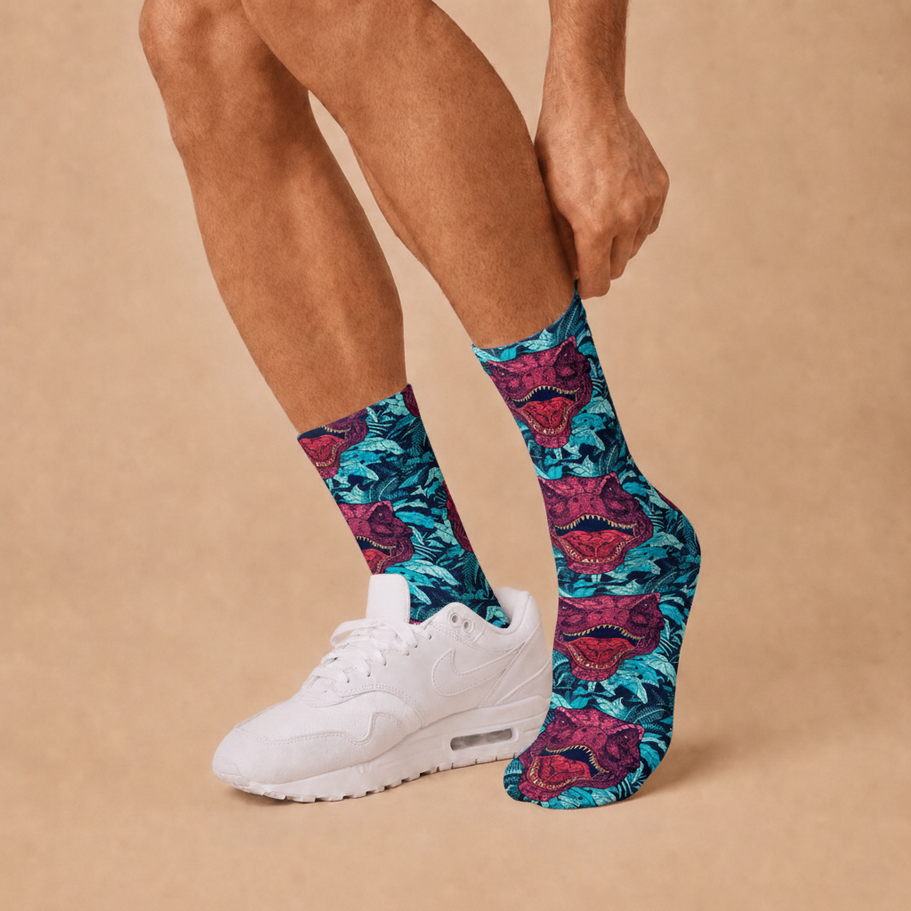 RAWR-some T-Rex Faces Crew Socks
