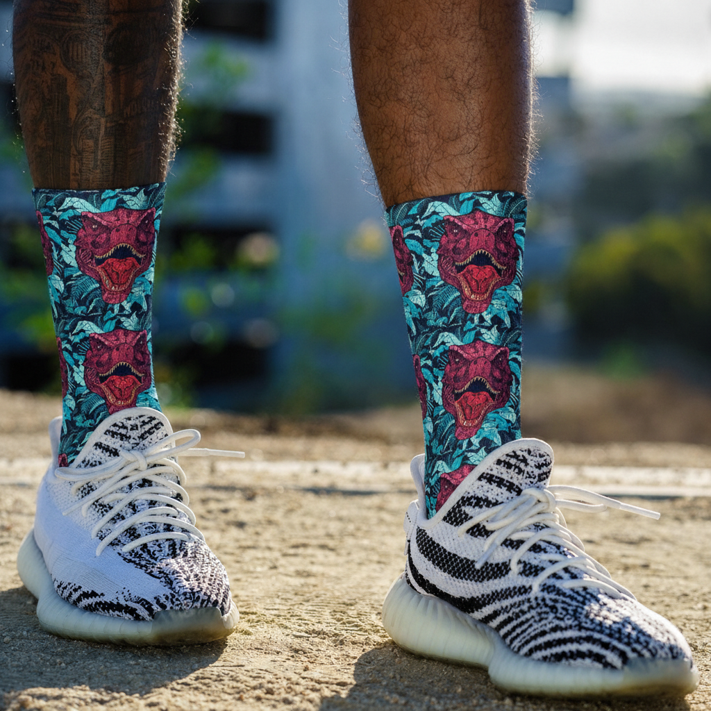Dinosaur Crew Socks (1, 3 & 5-Pair Options)