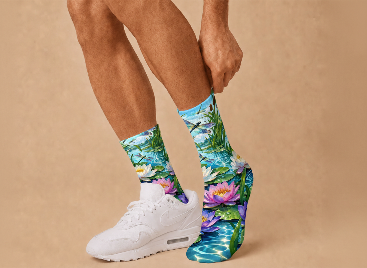 Insects Dragonfly Lotus Pond Socks