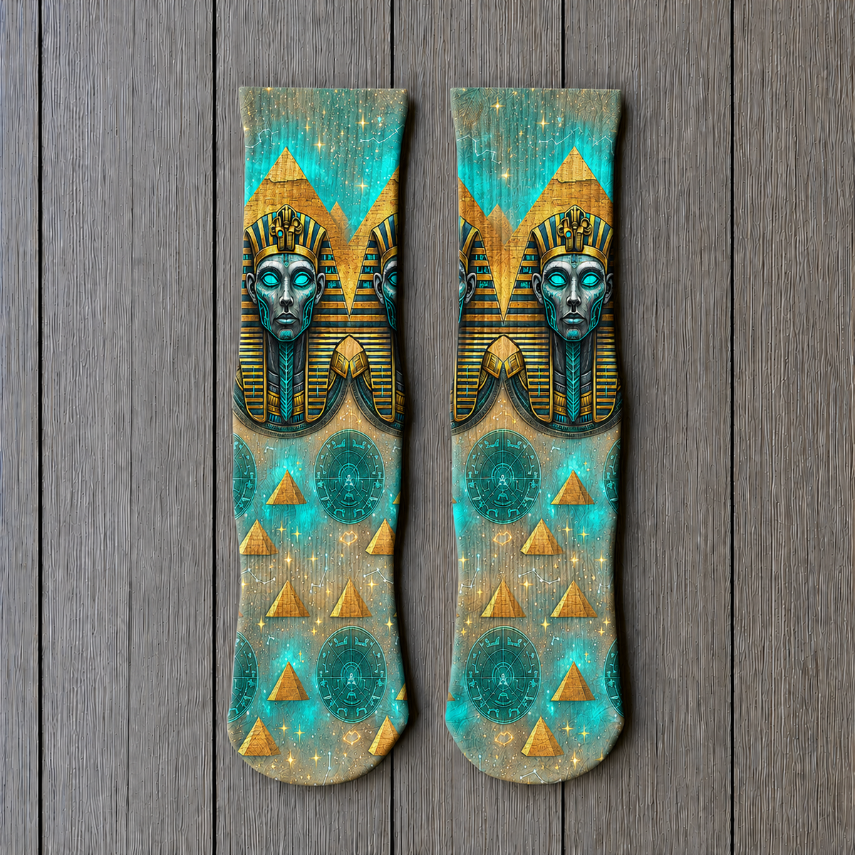 Egyptian Alien Pharaoh Stargaze socks