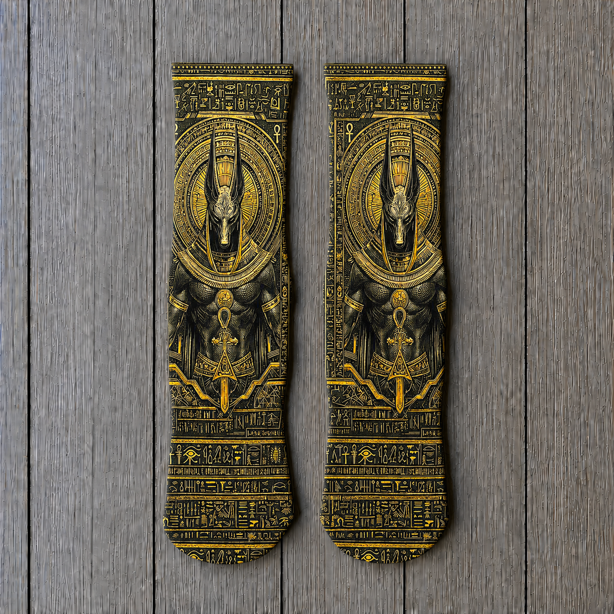Egyptian Anubis Hieroglyph Guardian Socks