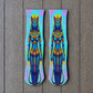 Egyptian Bastet Neon Hieroglyph Guardian Socks