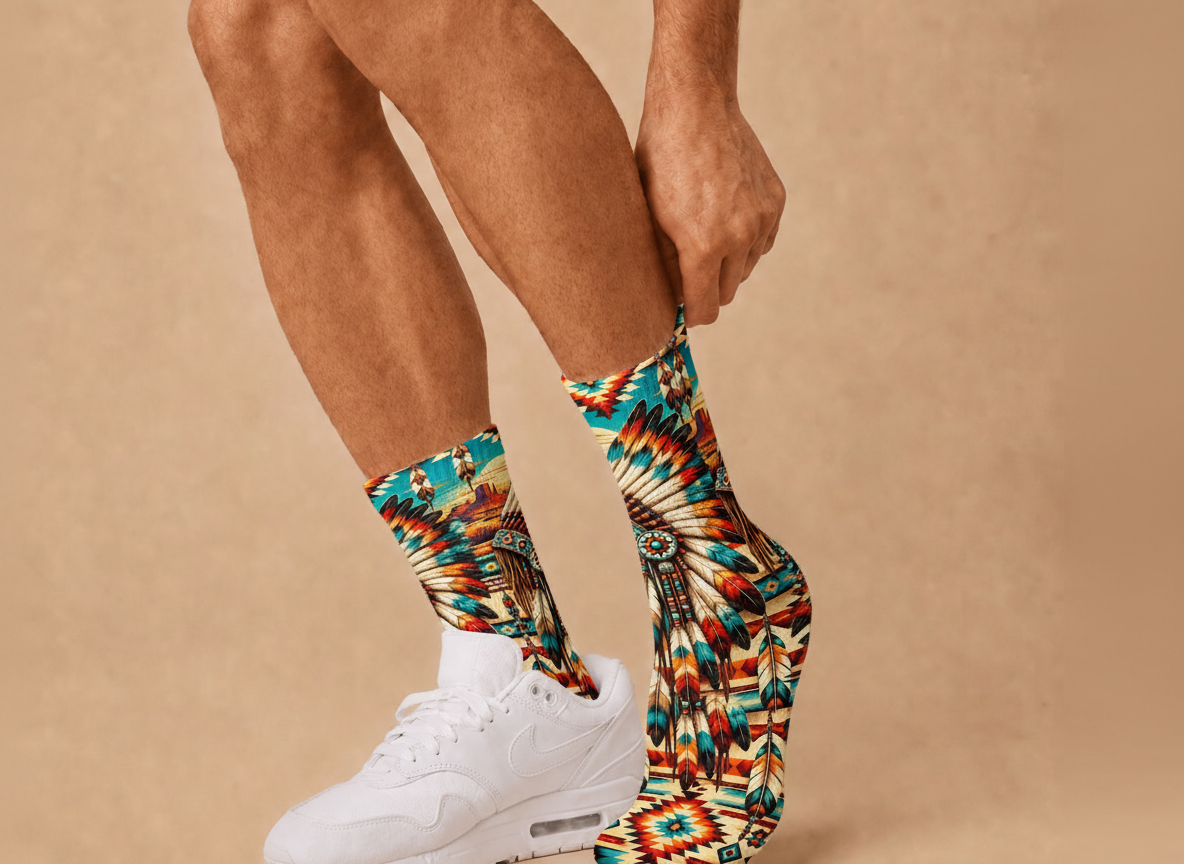 Southwestern Feather Headdress socks