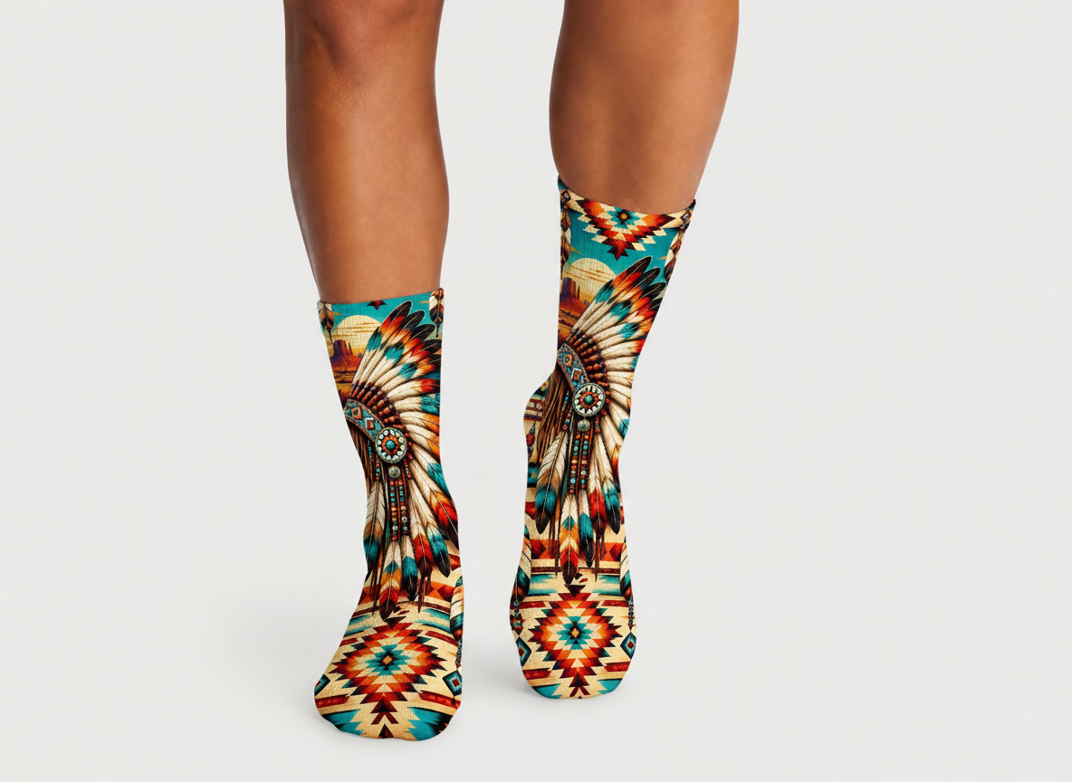 Southwestern Feather Headdress socks