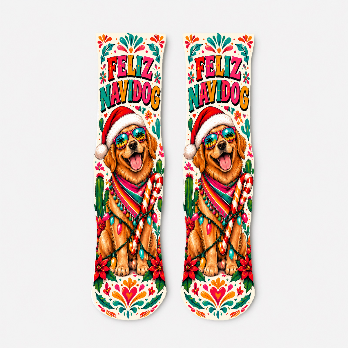 Christmas 37 Feliz Navidog Fiesta Retriever socks