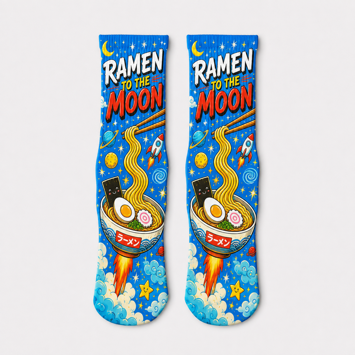 Food Ramen to the Moon socks