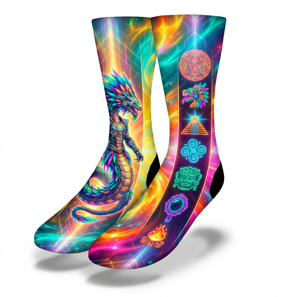 Futuristic Aztec God Quetzalcoatl Socks