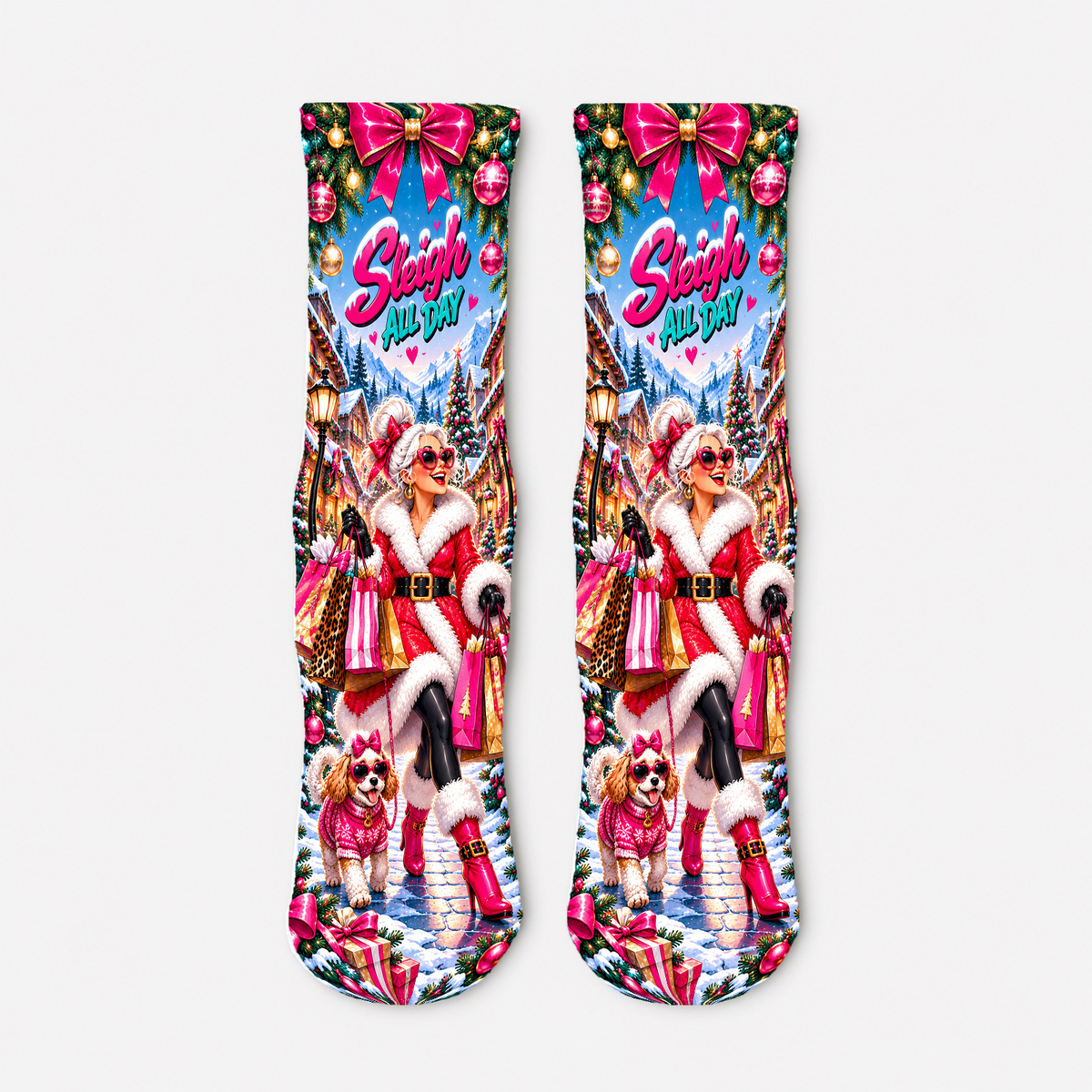Christmas 29 Mrs Claus Sleighs All Day socks