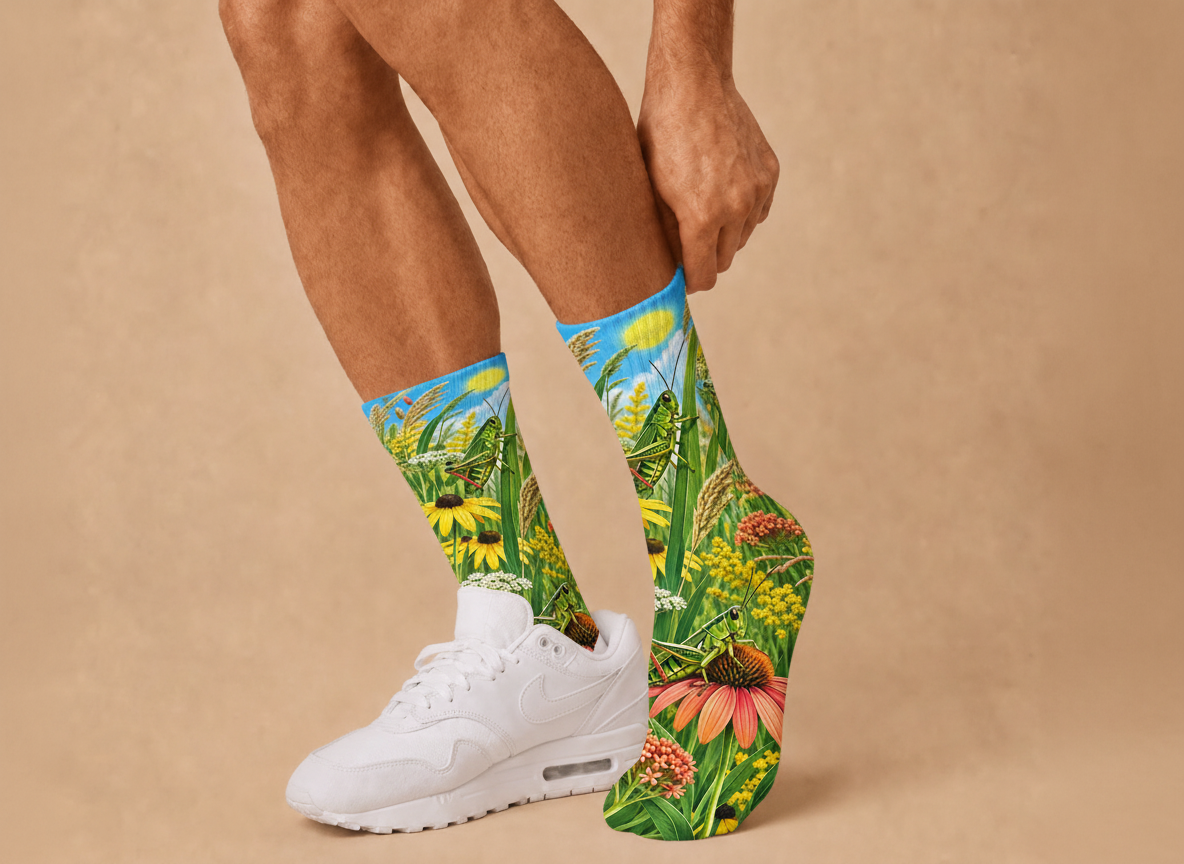 Insects Grasshopper Meadow socks