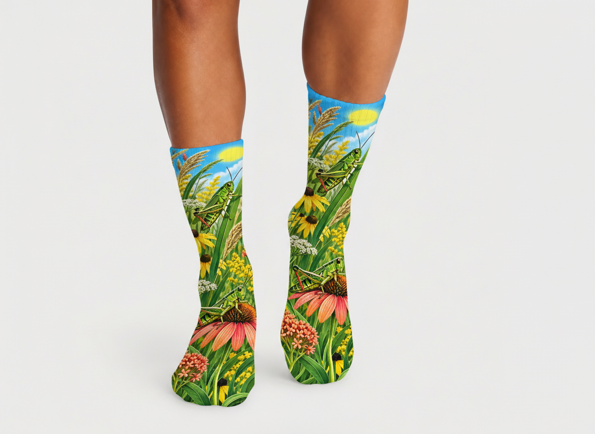Insects Grasshopper Meadow socks