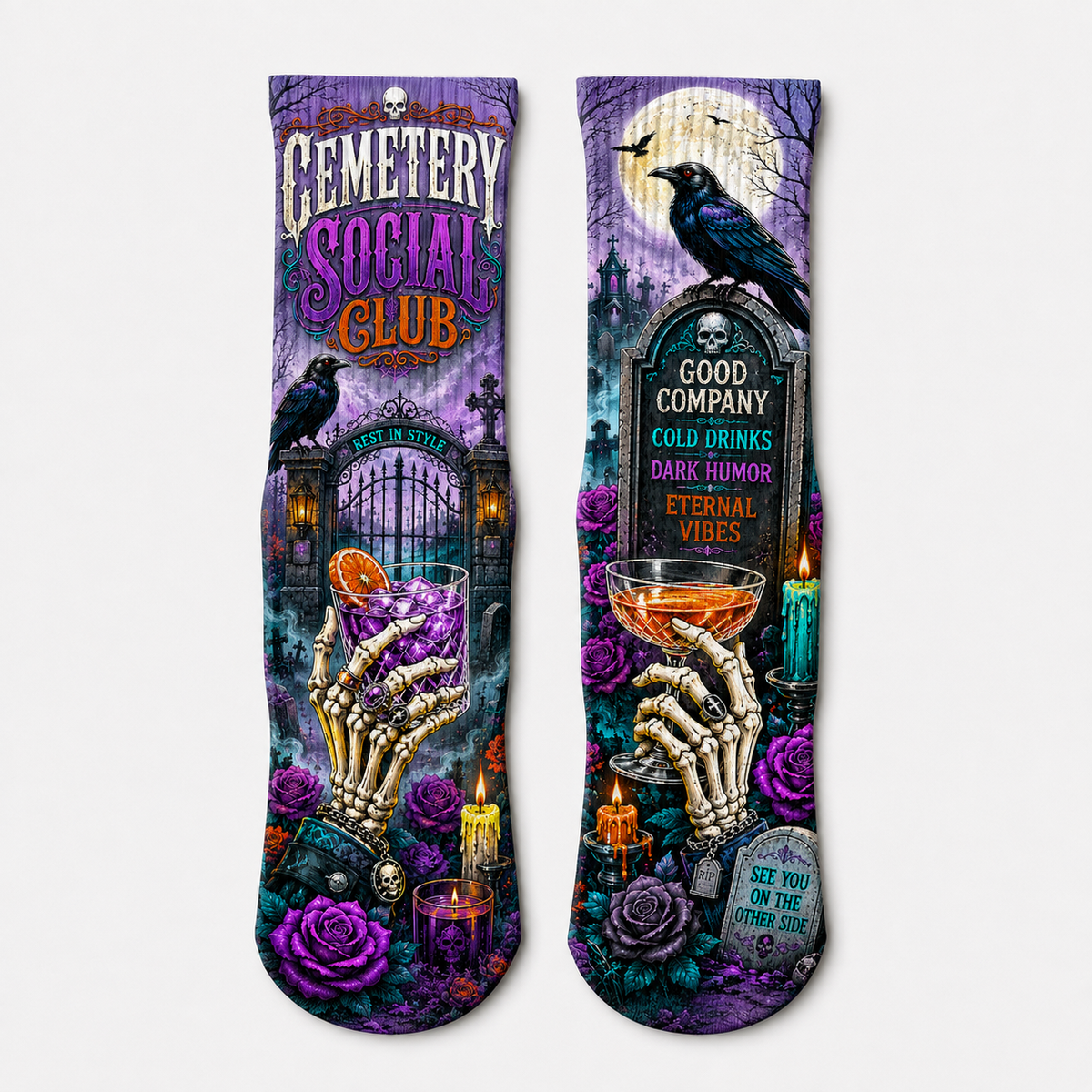 Halloween Cemetery Social Club socks
