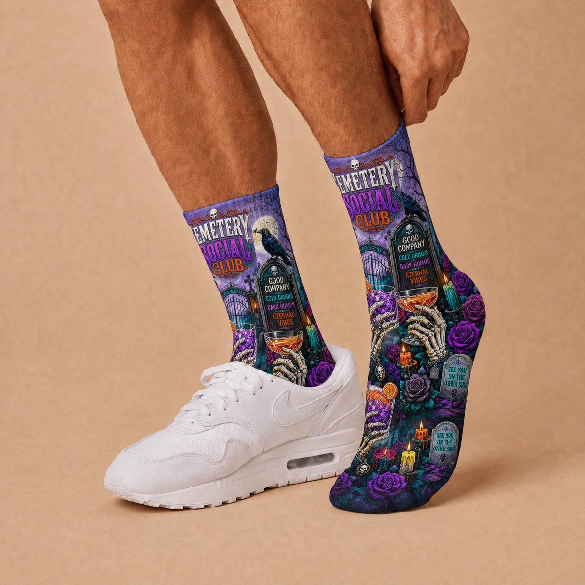 Halloween Cemetery Social Club socks