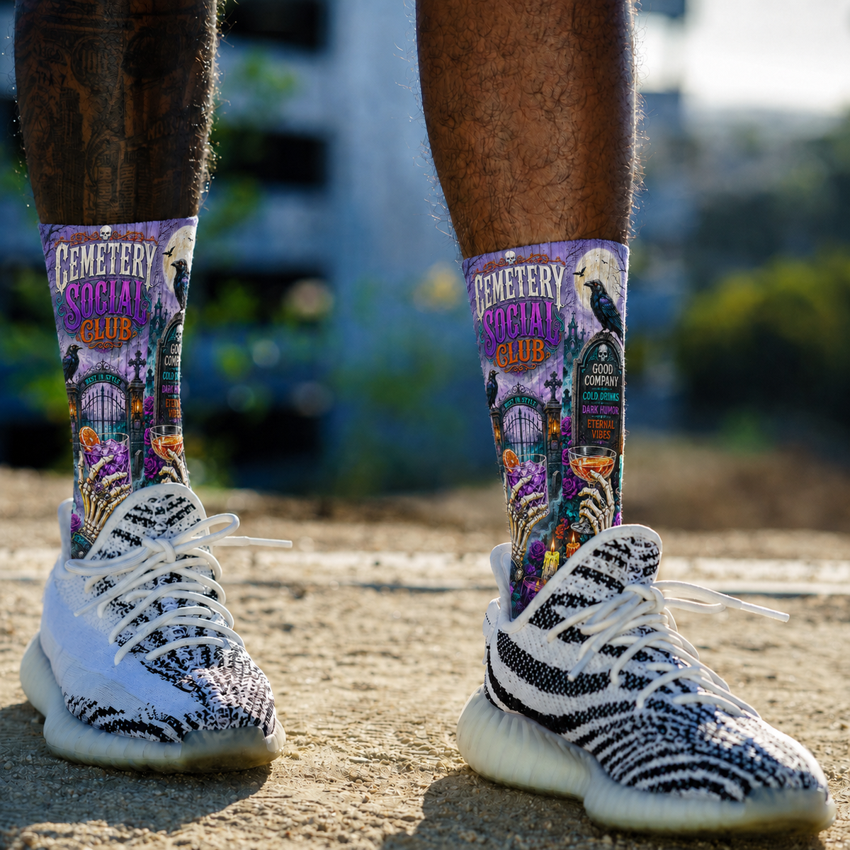 Halloween Cemetery Social Club socks
