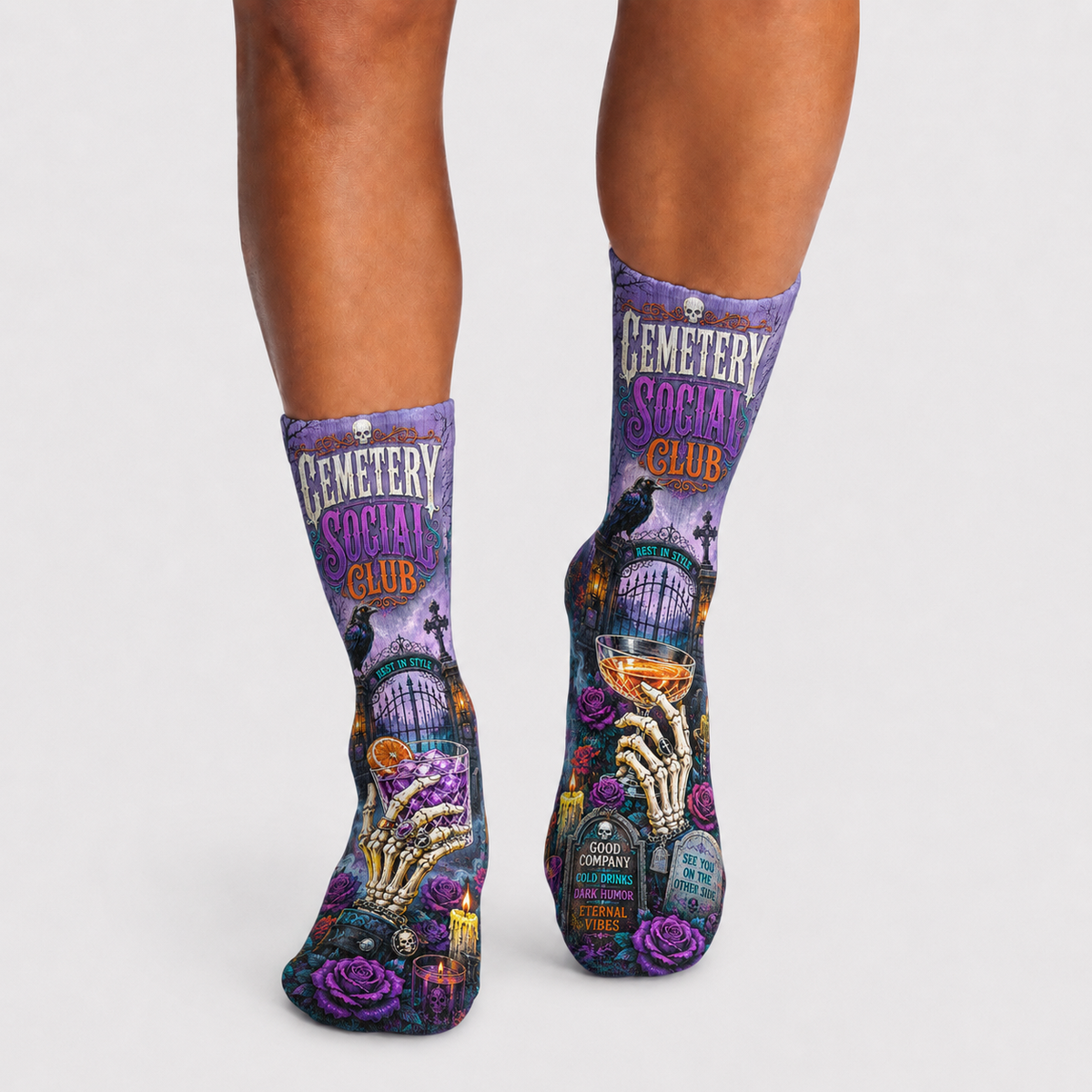 Halloween Cemetery Social Club socks