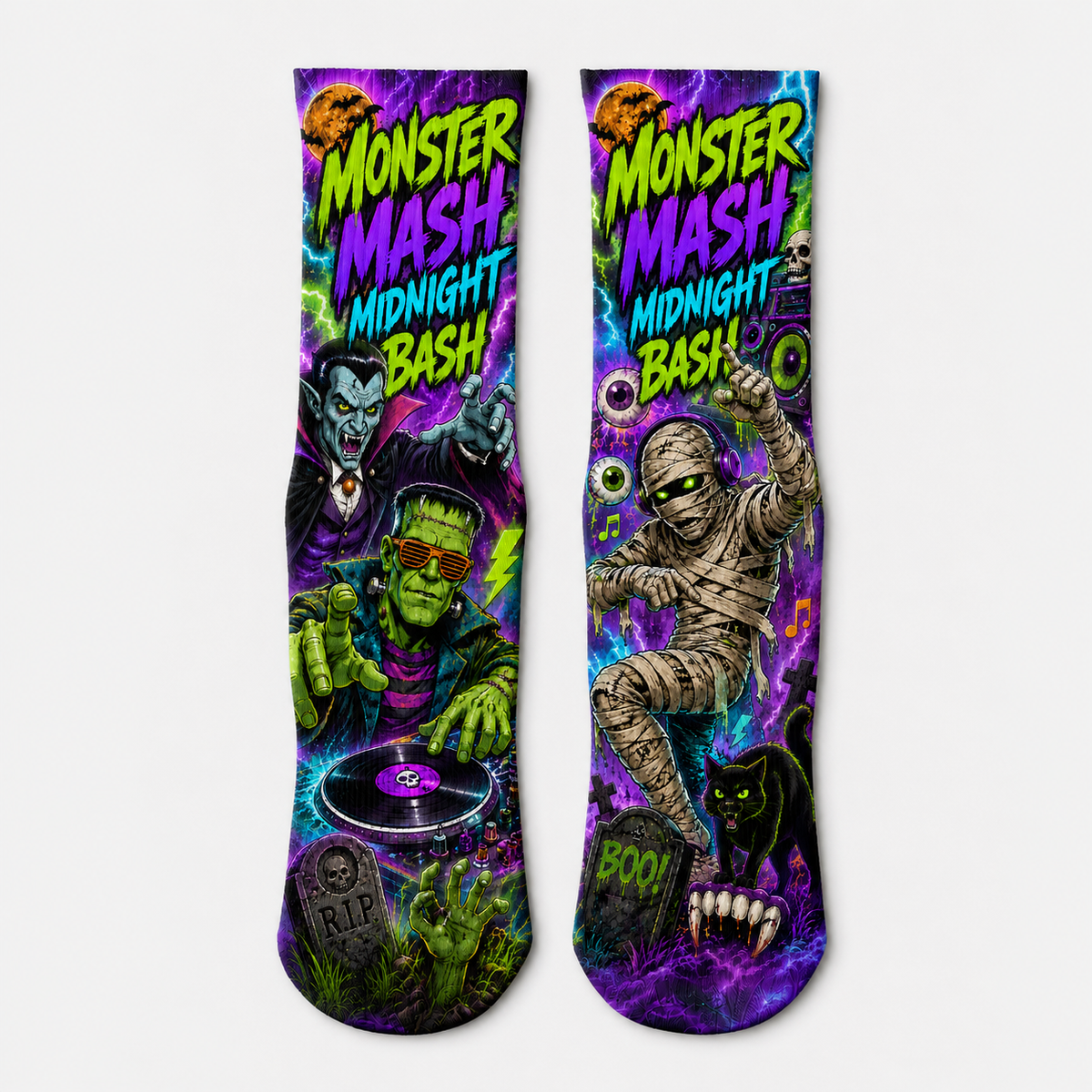 Halloween Monster Mash Midnight Bash socks