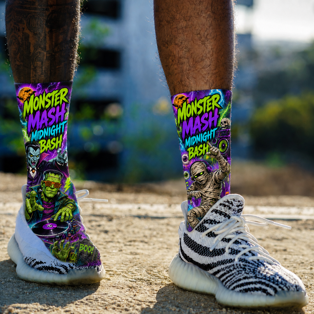 Halloween Monster Mash Midnight Bash socks