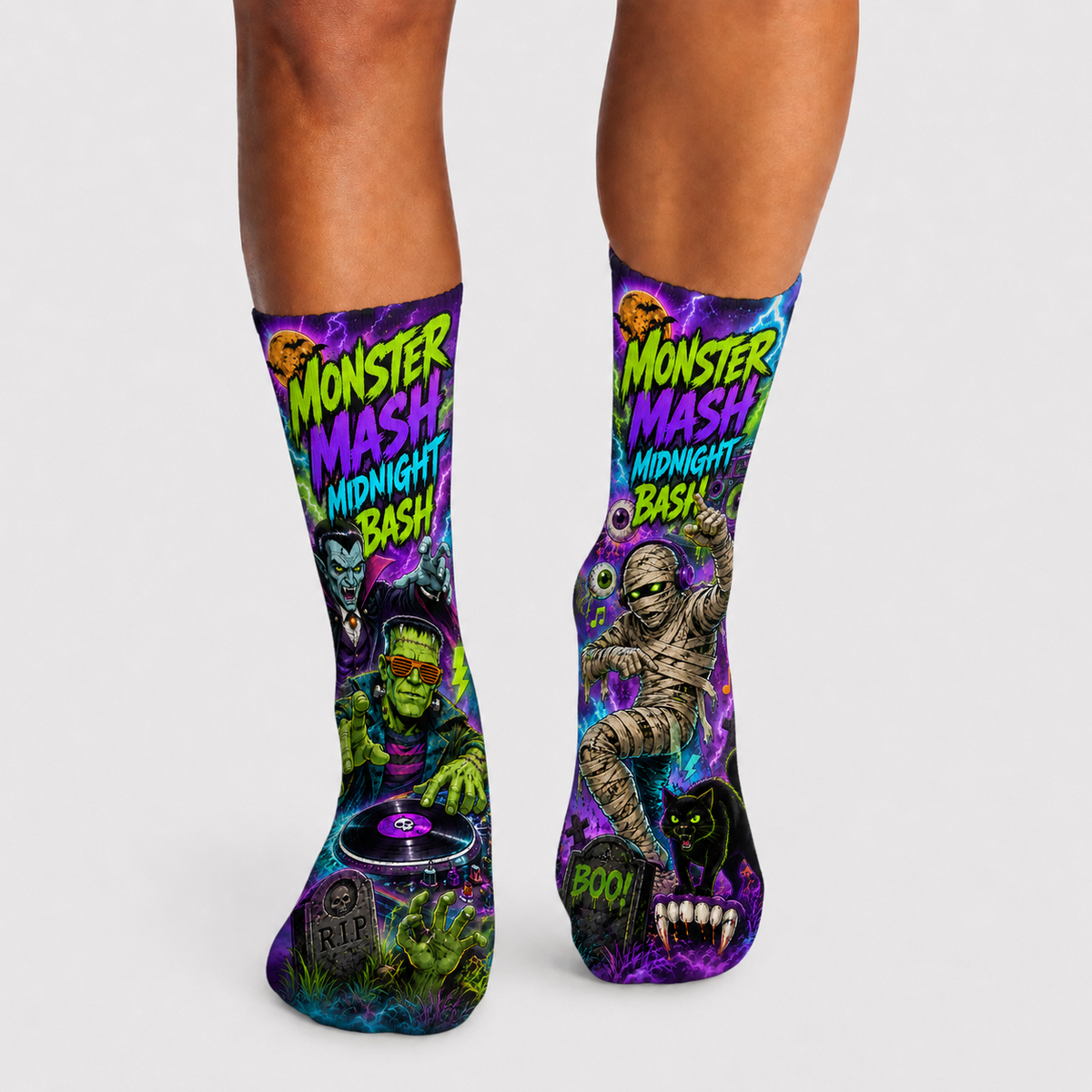 Halloween Monster Mash Midnight Bash socks