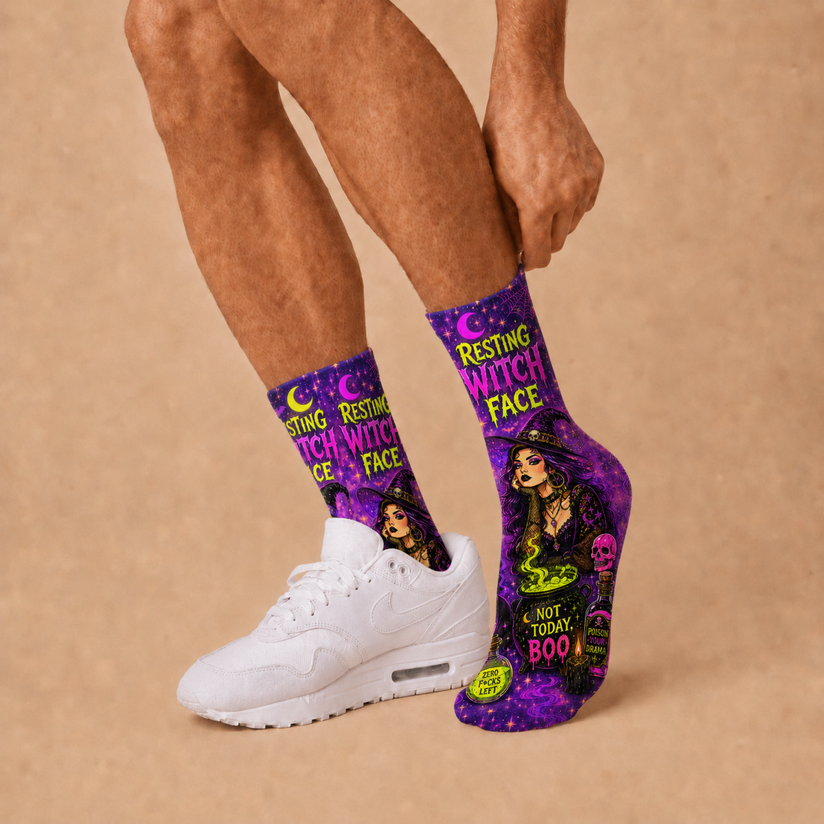 Halloween Resting Witch Face socks