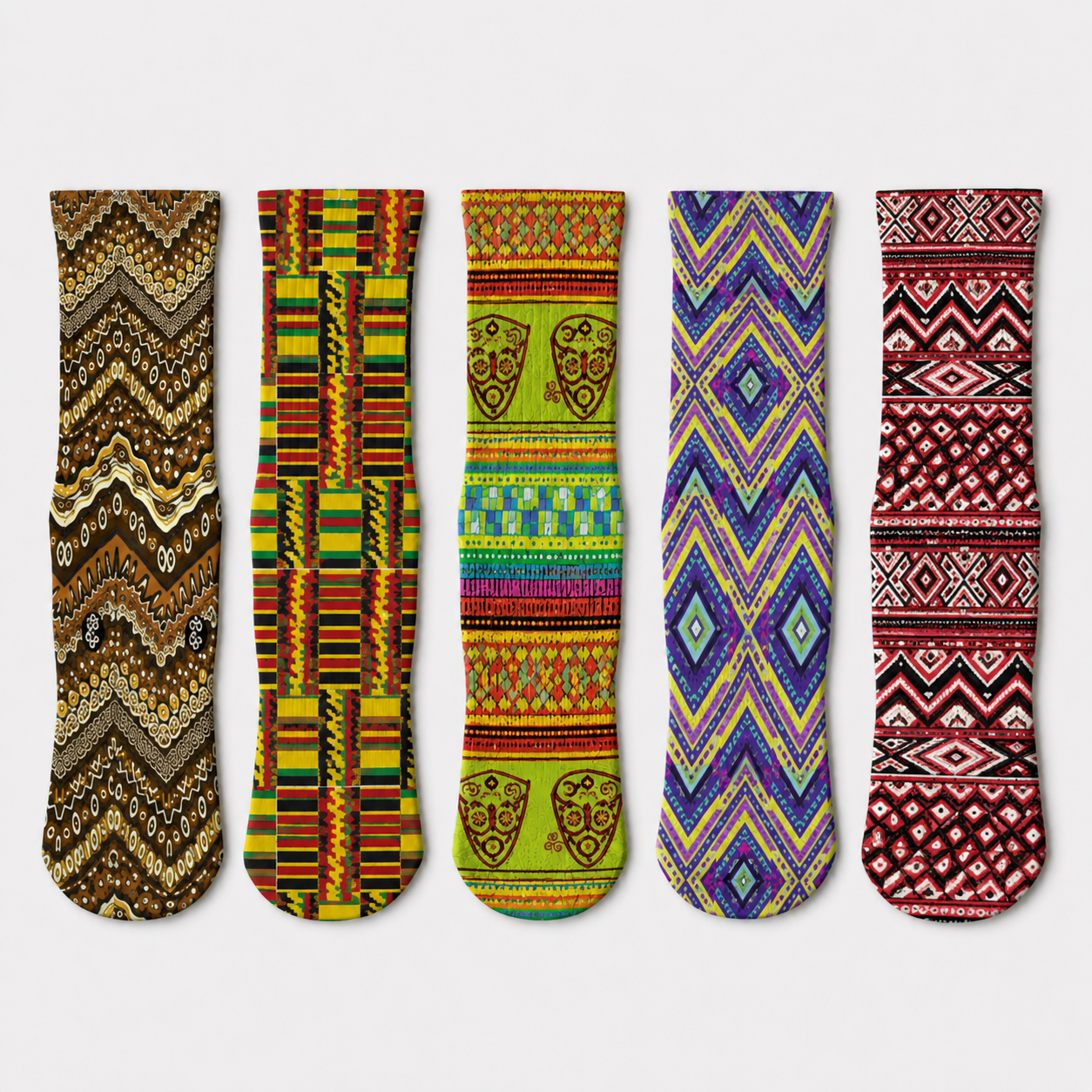 African Patterns Crew Socks (5 Pairs)