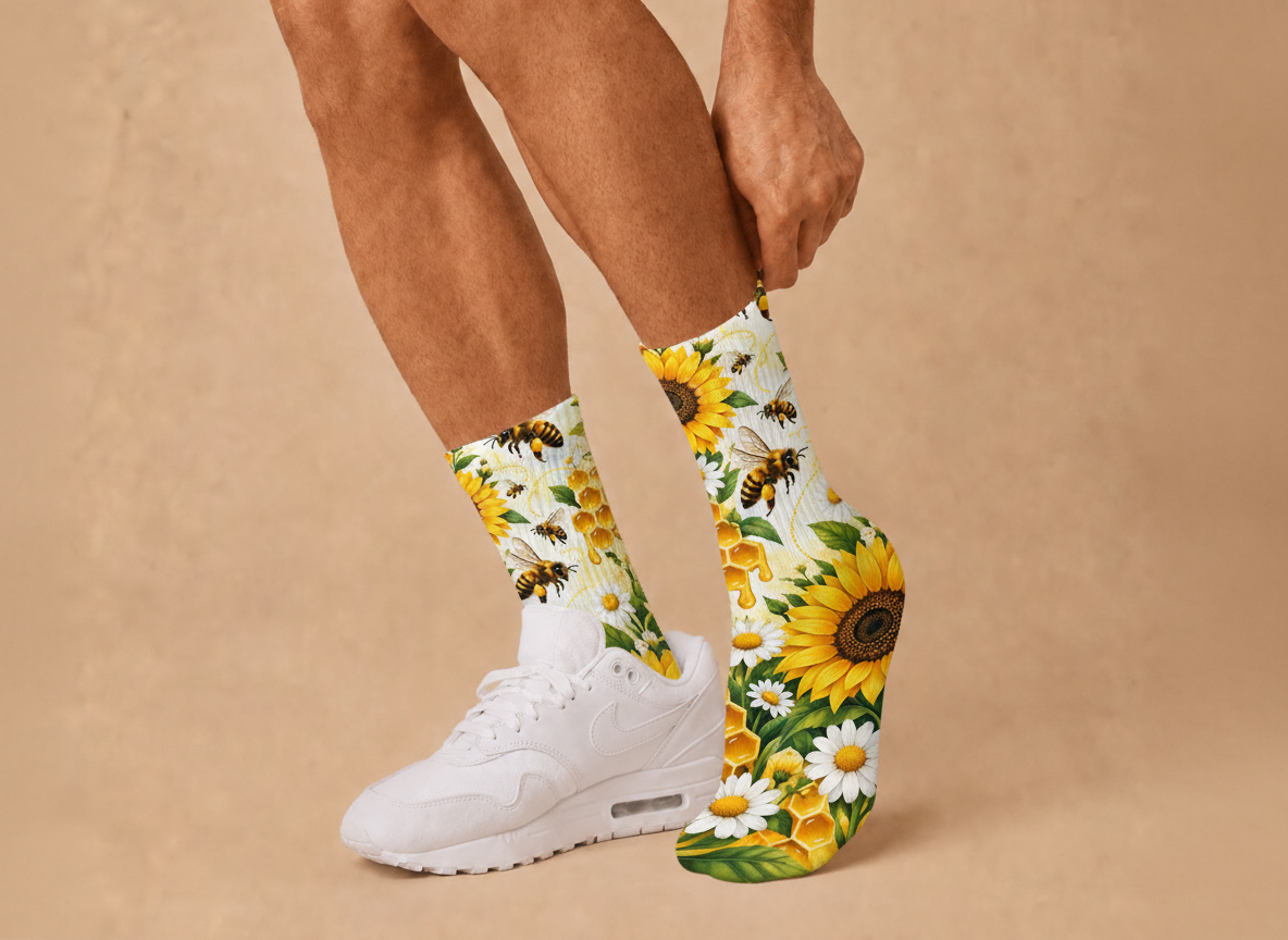 Insects Honeybees Sunflowers socks