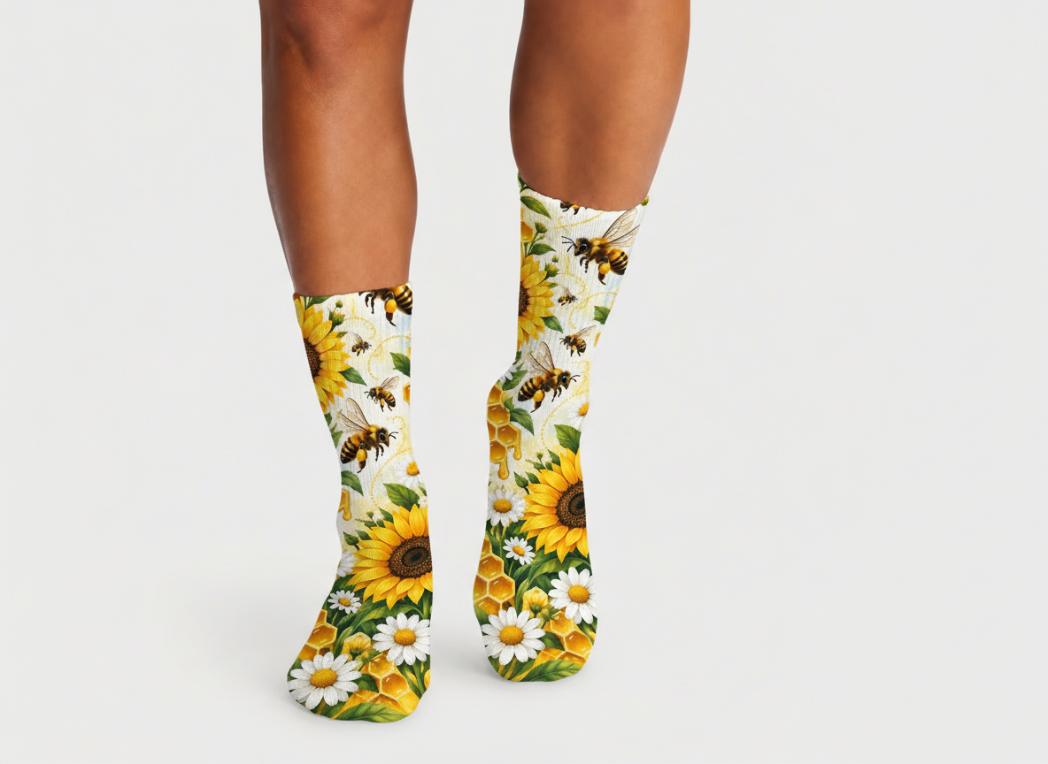 Insects Honeybees Sunflowers socks