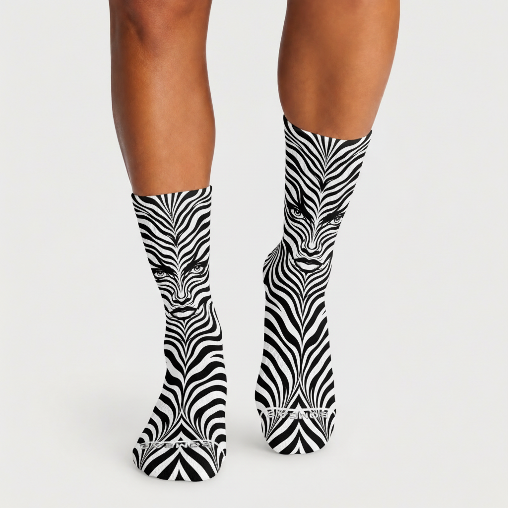 Illusion Hypnotic Zebra Faces socks