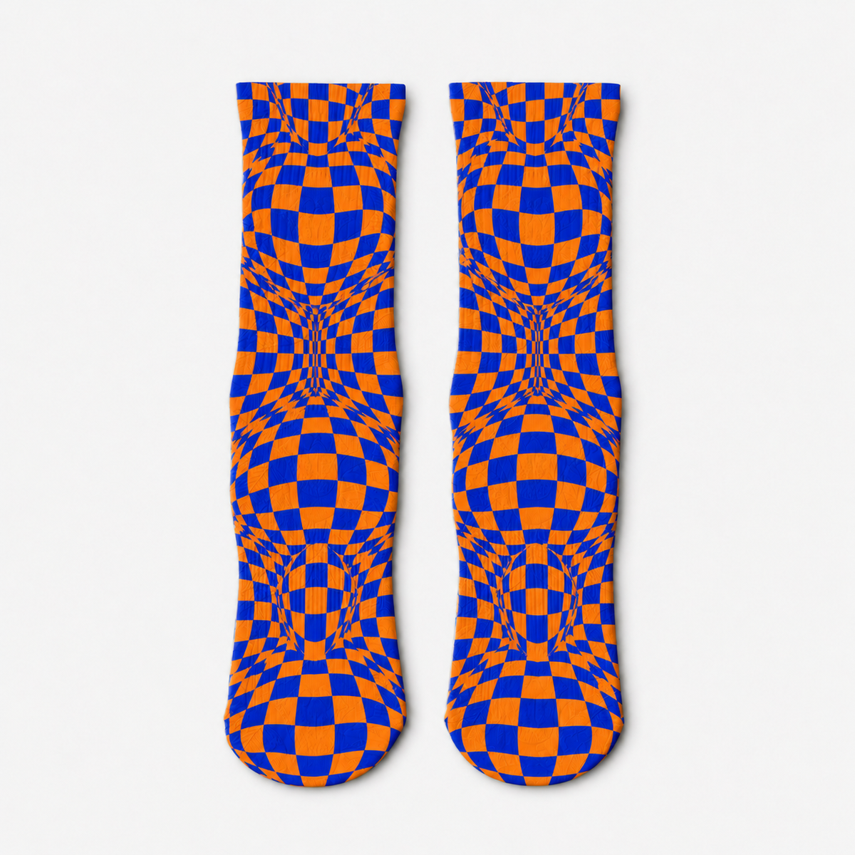 Illusion Checkerboard Orange and Blue socks