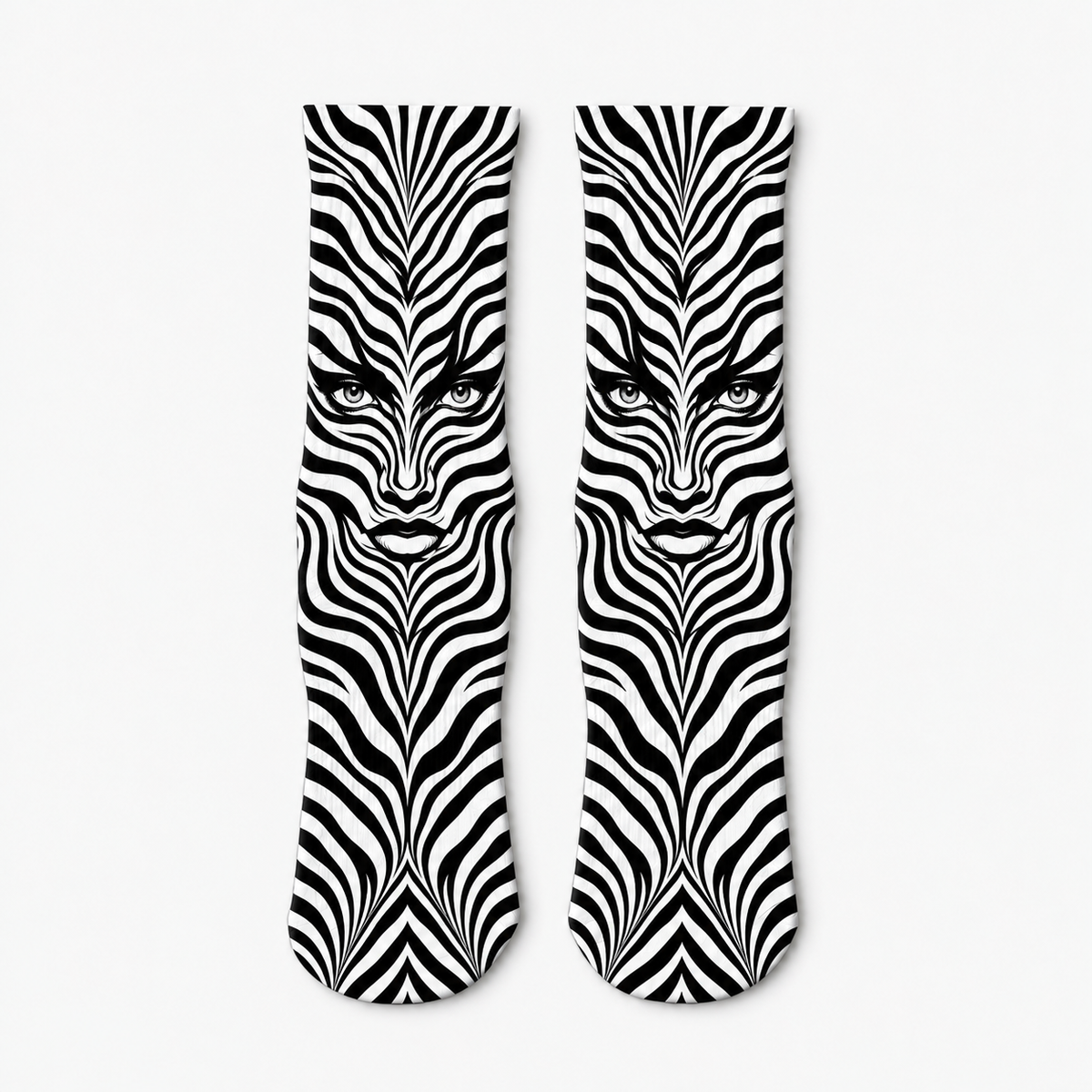 Illusion Hypnotic Zebra Faces socks